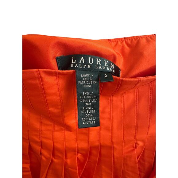 Ann Taylor 100% Silk Red Pleated Skirt Knee Length 80s 90s Power Core‎ Boss  2 - Picture 4 of 7